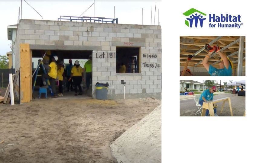  Habitat for Humanity, People helping to build a home.